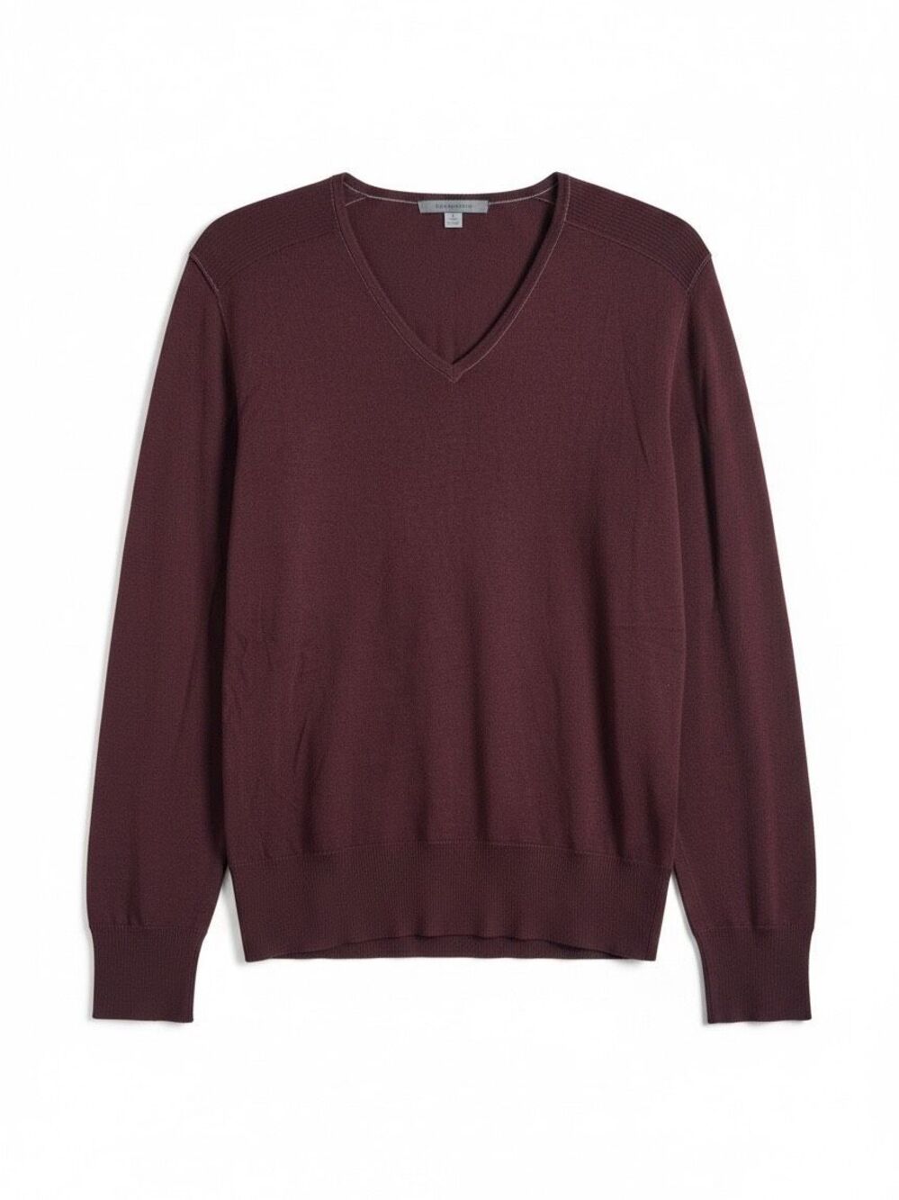 John Varvatos 100% Merino Wool Men’s Sweater Size Medium Maroon Red V Neck